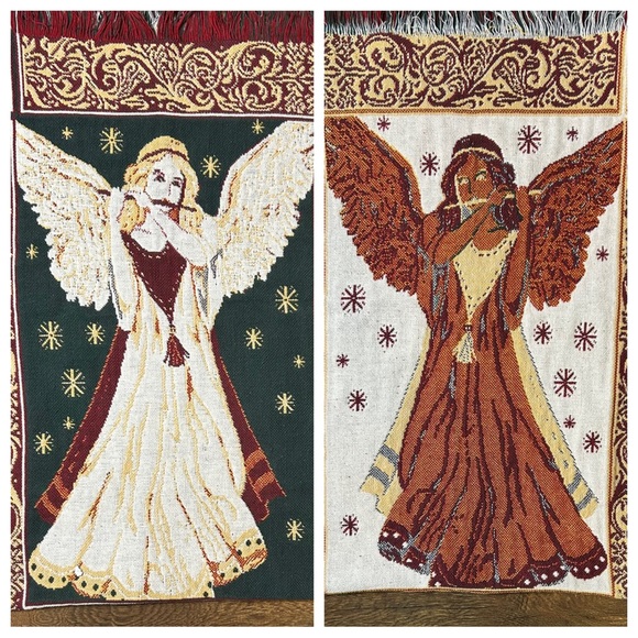 Goodwin Weavers Afghan Tapestry Christmas Angels Reversible - Picture 3 of 10